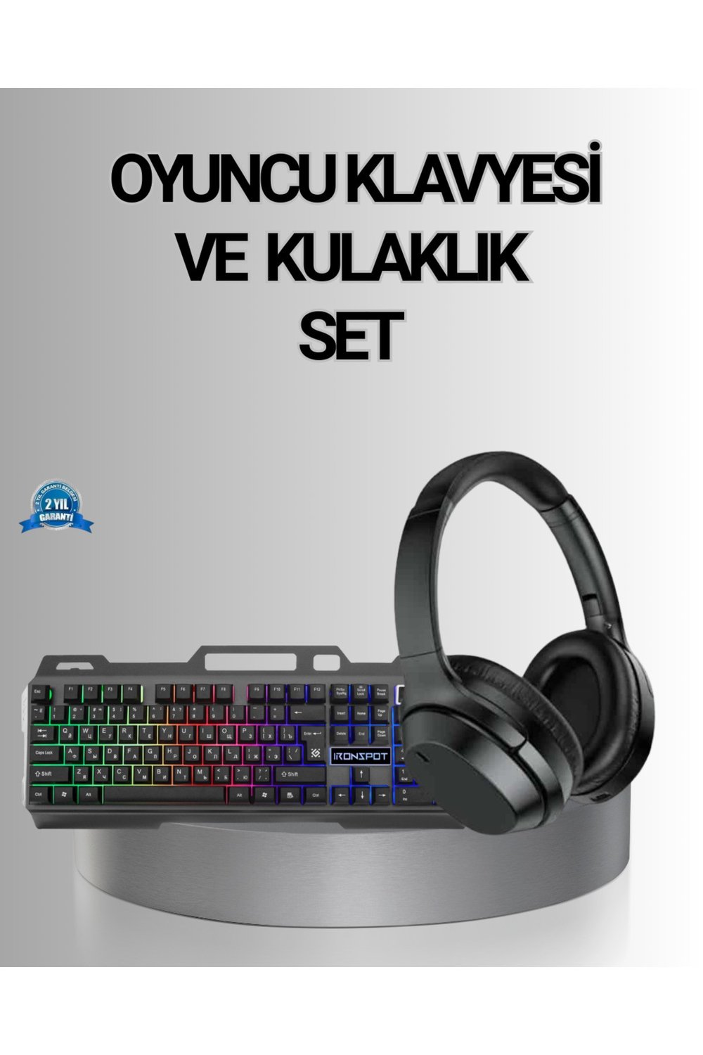 Işıklı Oyuncu Klavye Mouse ve Bluetooth Kulaklık Seti Türkçe Q USB