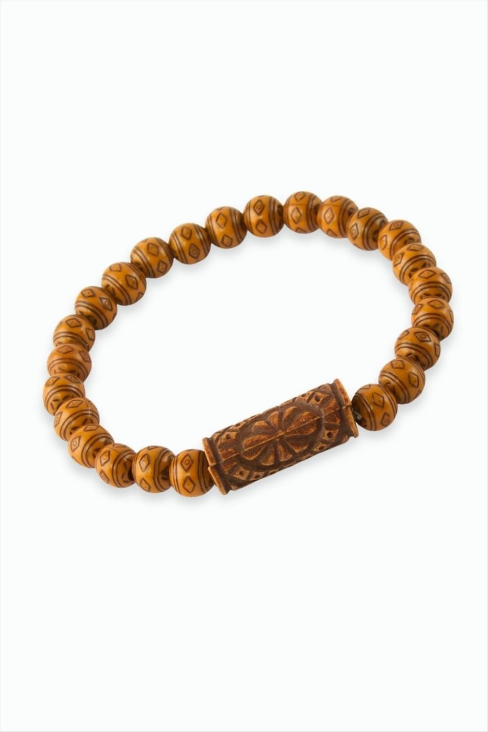 İşlemeli Bambu Ahşap Bileklik 8 mm