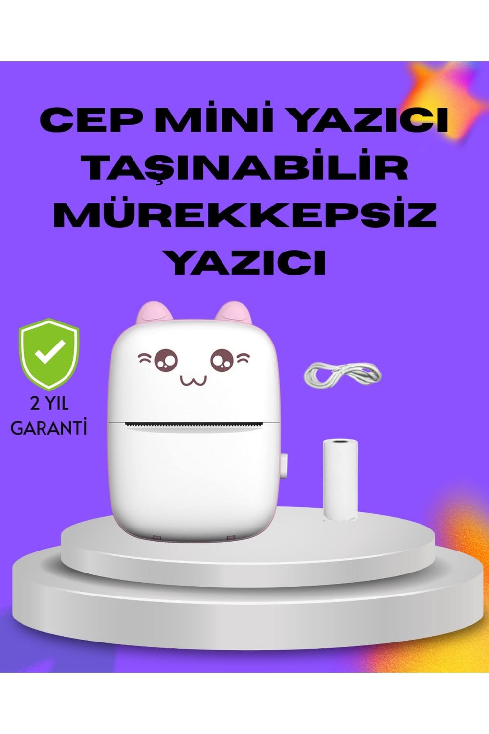 Kablosuz Mini Cep Yazıcısı Bluetooth Destekli 1200mAh Bataryalı