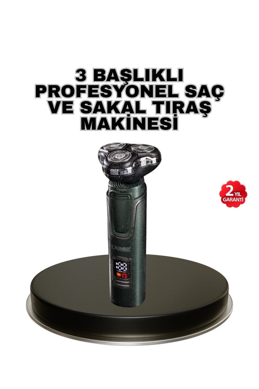 Kablosuz Profesyonel Erkek Bakım Seti – 3 Başlıklı, 3D Akıllı Kesim, Taşınabilir