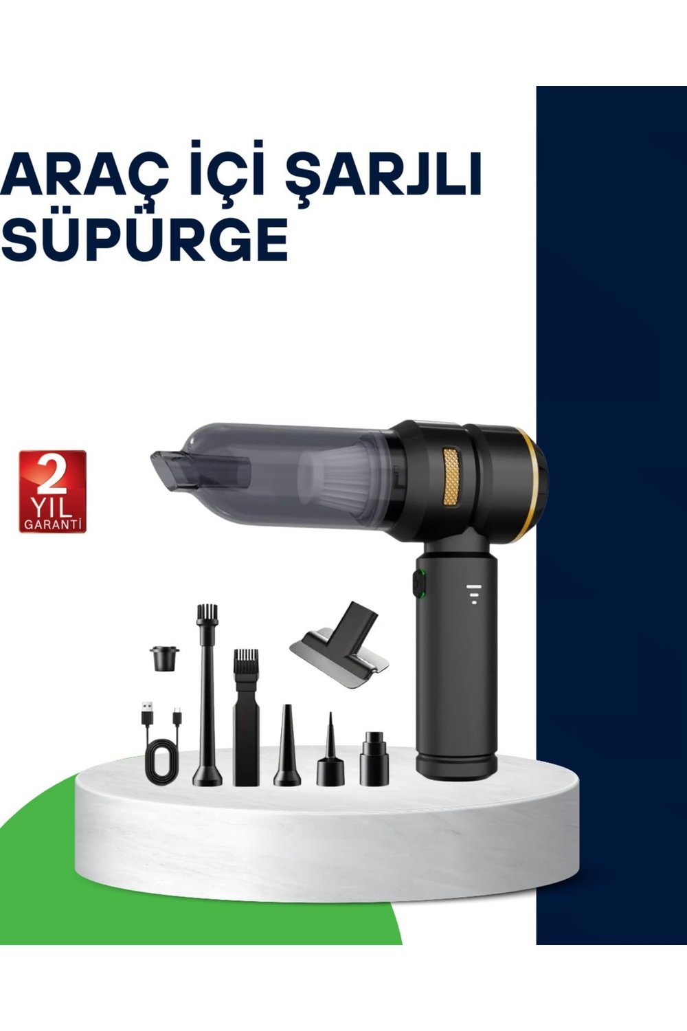 Kablosuz Şarjlı Araç İçi ve Küçük Alanlar İçin Güçlü Vakumlu Süpürge