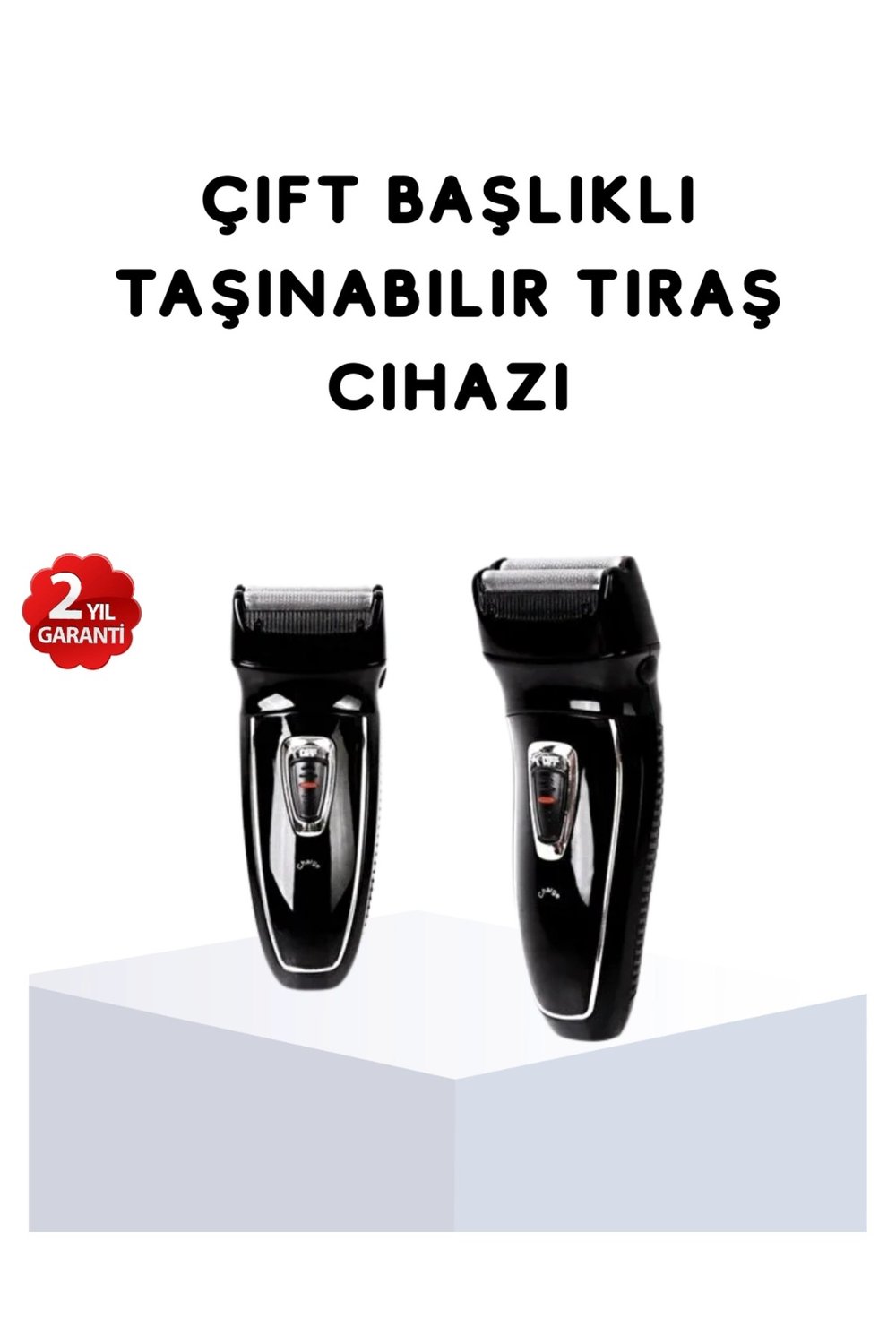 Kablosuz Tıraş Makinesi Çift Başlıklı Kuru Tıraş Folyo Başlık Şarj Göstergeli