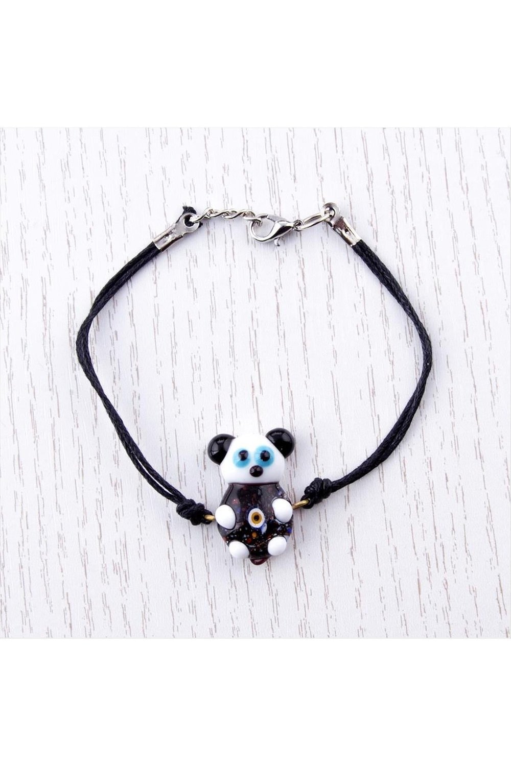 Kadın Siyah Panda Cam Bileklik
