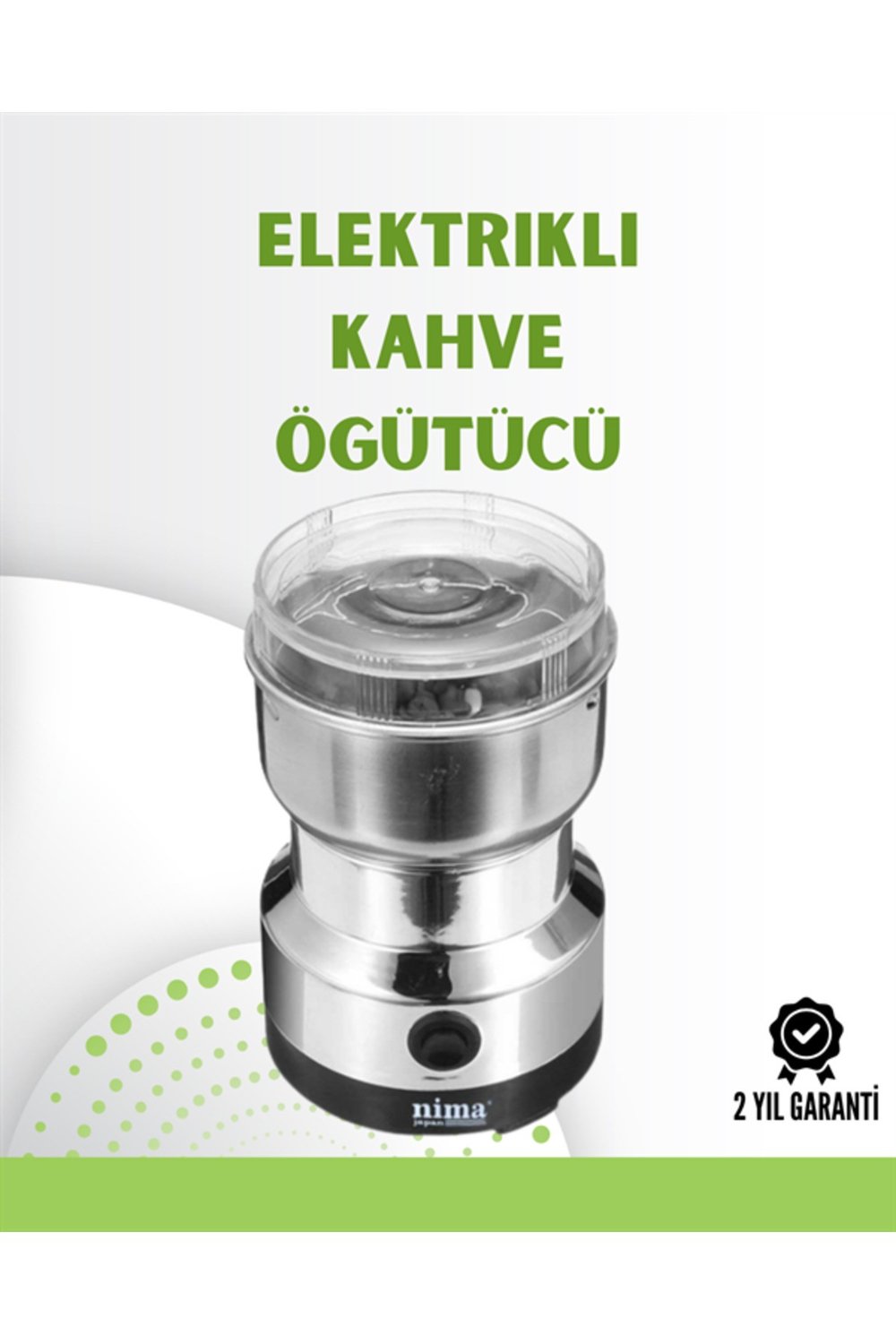 Kahve ve Baharat Değirmeni | Kompakt, Hafif, Hızlı Öğütme, Şeffaf Kapaklı, Kolay Kullanım