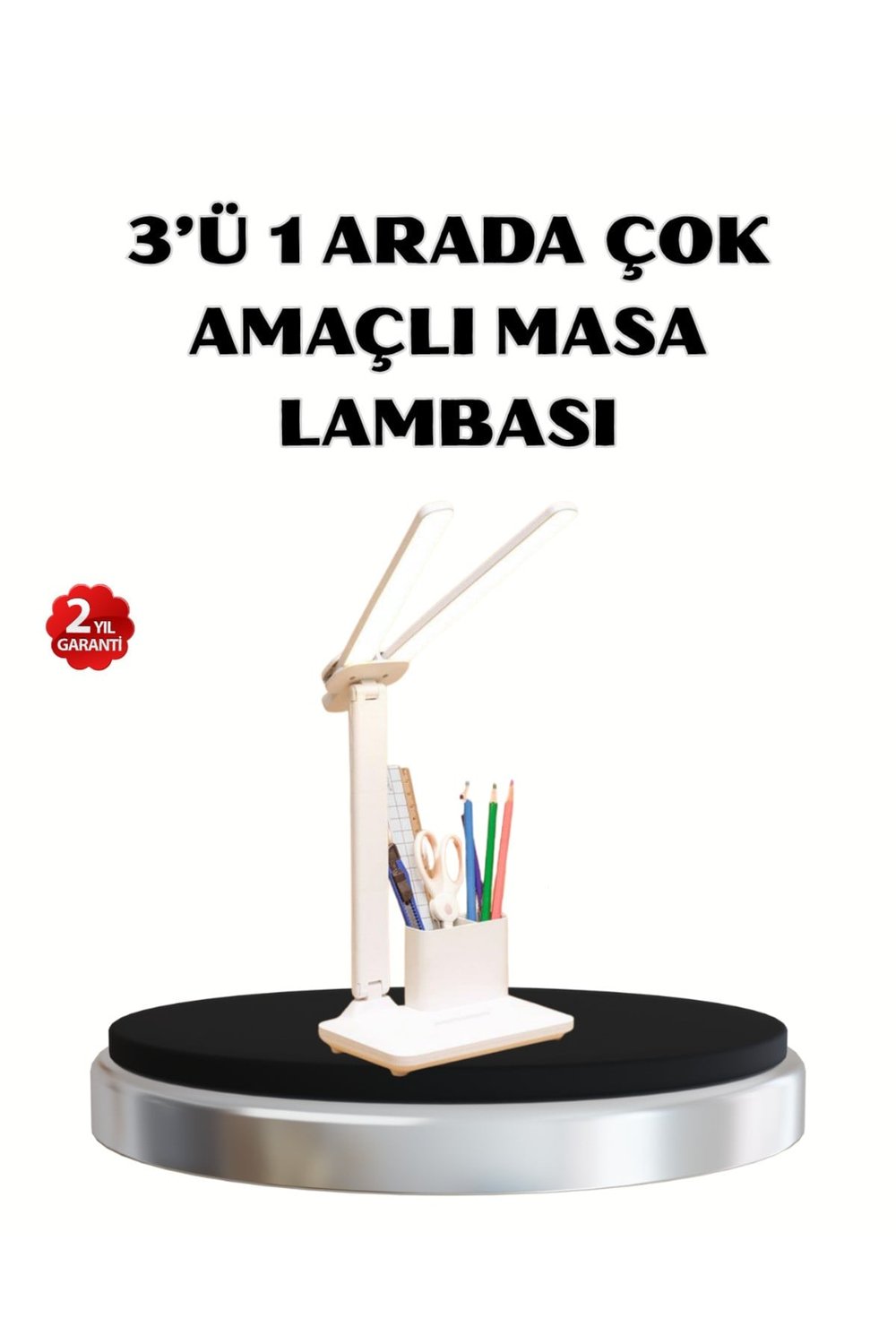 Kalemlik ve Telefon Standlı Masa Lambası – Kısılabilir LED Işık, Göz Dostu Tasarım