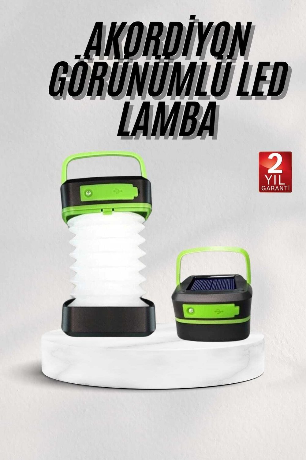 Katlanabilir Kamp Lambası Akordiyon Lamba Şarjlı 3 Kademeli Solar