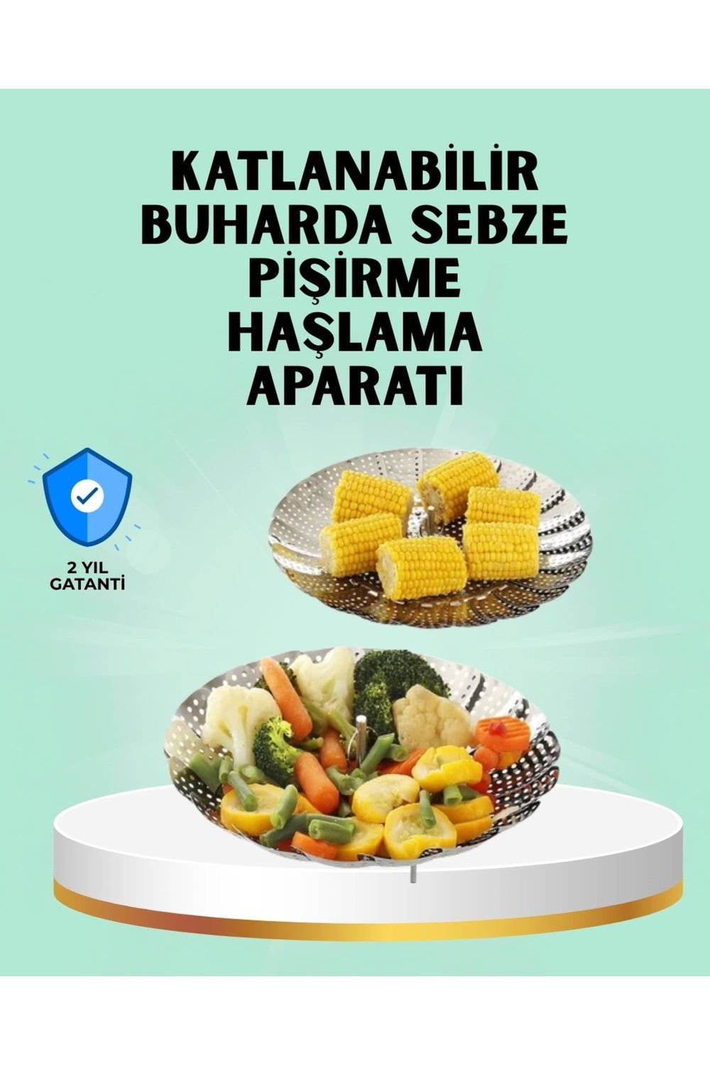 katlanabilir Paslanmaz Buharda Sebze Pişirme Sepeti