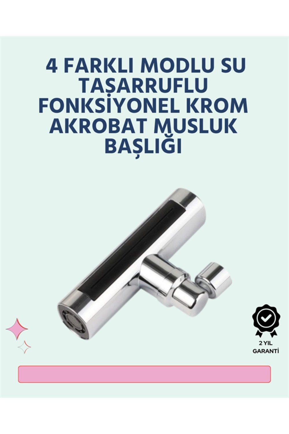 Krom Kaplamalı Çok Fonksiyonlu Musluk Başlığı | Paslanmaz Malzeme