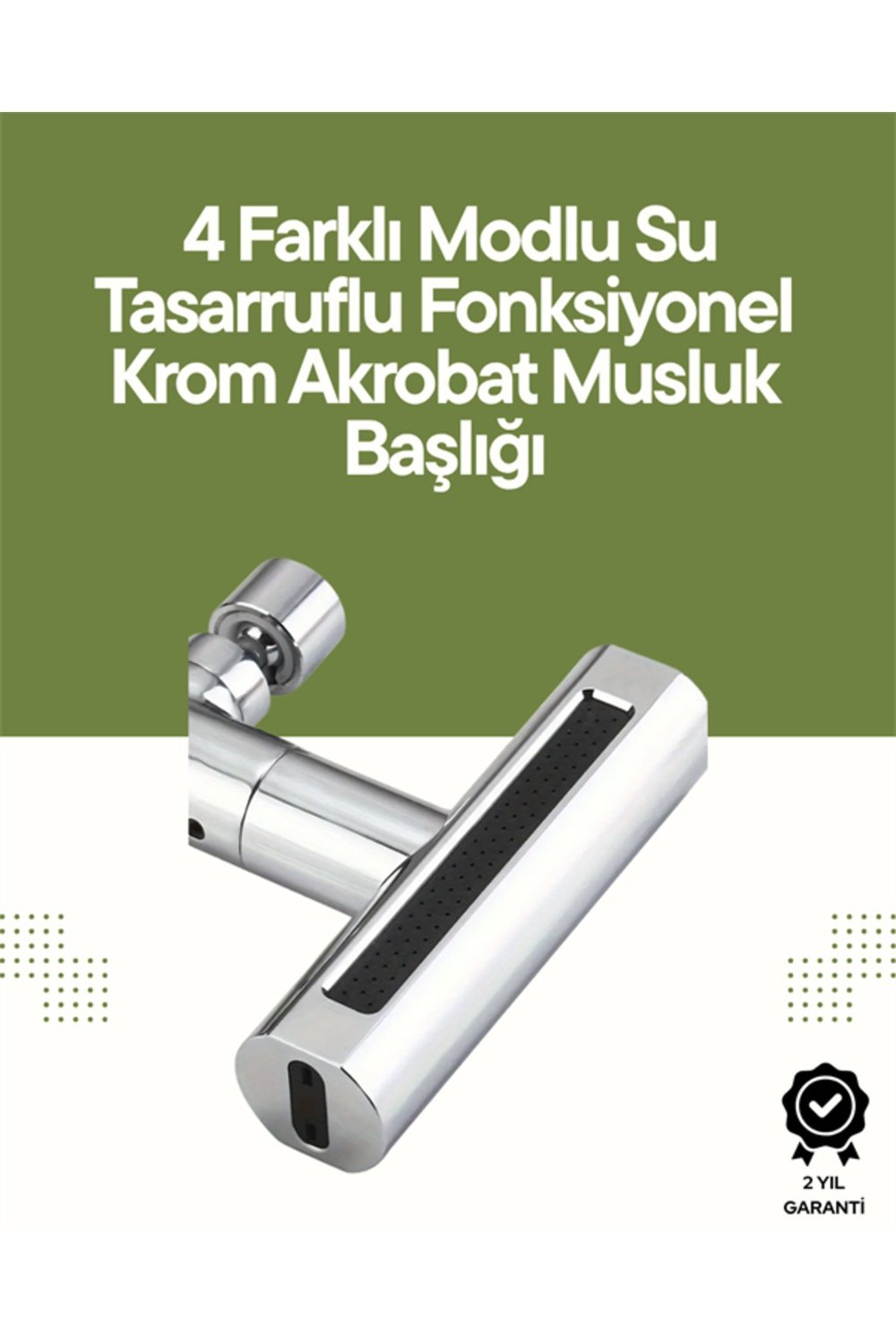 Krom Musluk Başlığı | 4'ü 1 Arada Su Çıkışı | Kolay Montajlı