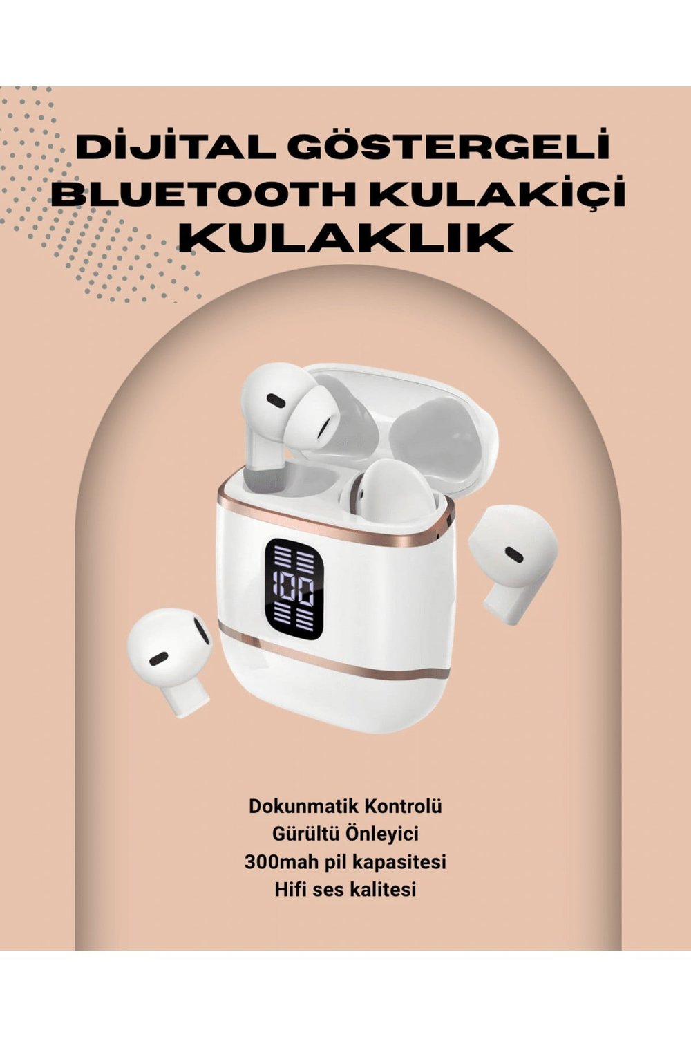 Kulakiçi Bluetooth Kulaklık V5.3 – 4’lü Set, Dijital Ekranlı, Gürültü Engelleme