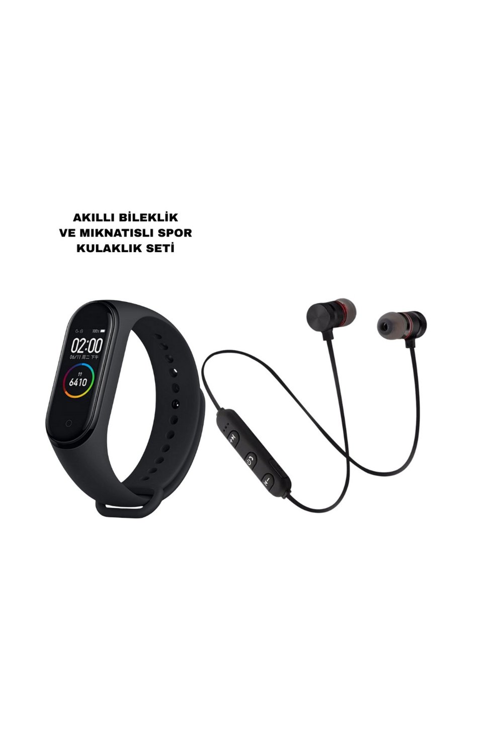 M6 Akıllı Bileklik ve Bluetooth Spor Kulaklık 2’li Set