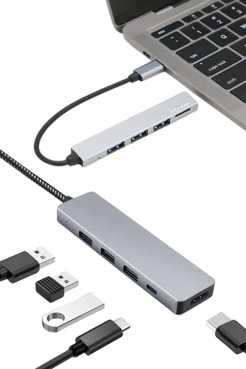 Macbook Pro/air Uyumlu USB Type-C 8 In 1 Hub Dönüştürücü Çevirici Çoklayıcı USB Hdmı Micr