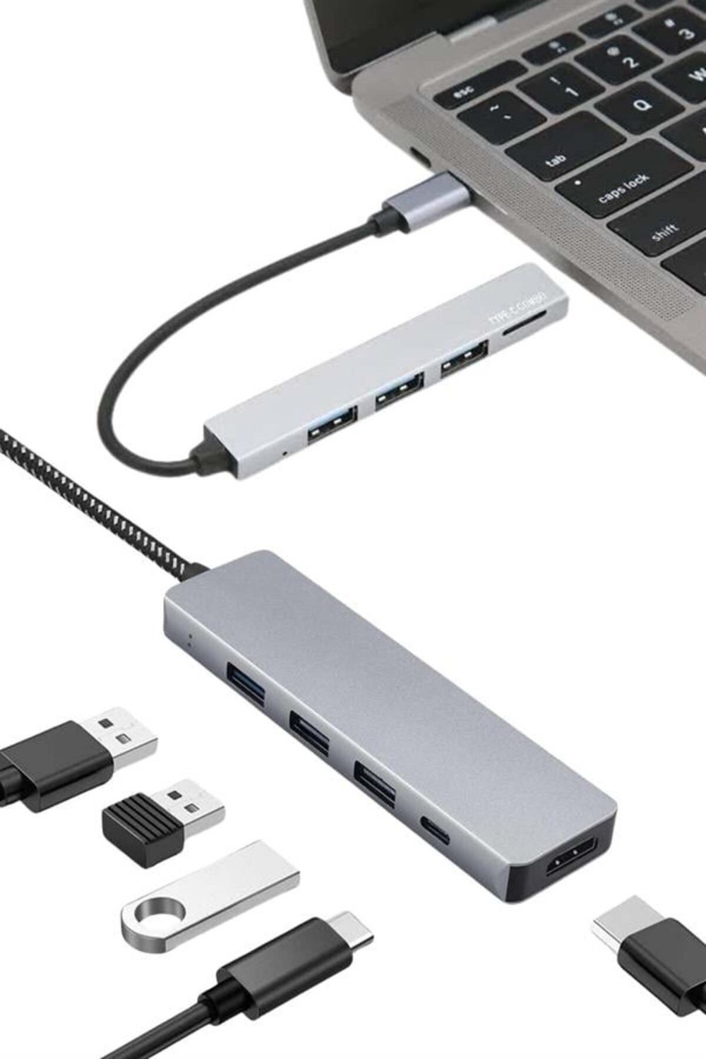 Macbook Pro/air Uyumlu USB Type-C 8 In 1 Hub Dönüştürücü Çevirici Çoklayıcı USB Hdmı Micr