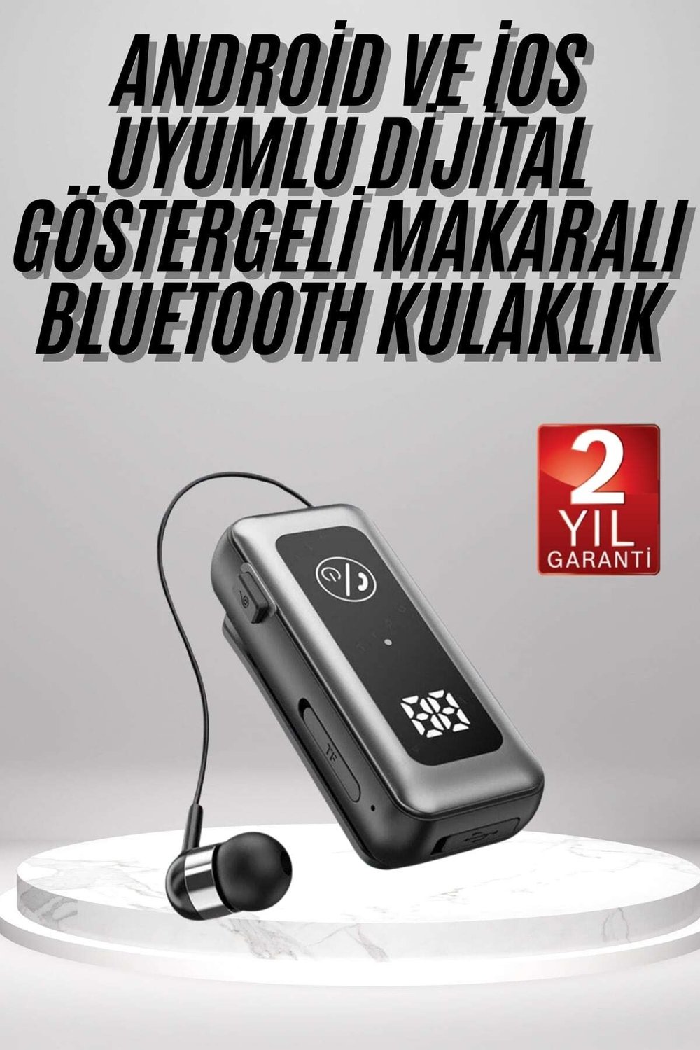 Makaralı Kulaklık SD Kart Girişli Dijital Göstergeli Kablolu Bluetooth Kulaklık