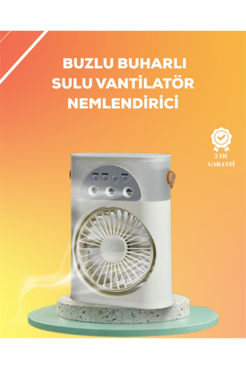 Mini Klima Fan | USB'li, 7 Renk Gece Işığı, 3'ü 1 Arada Fonksiyon