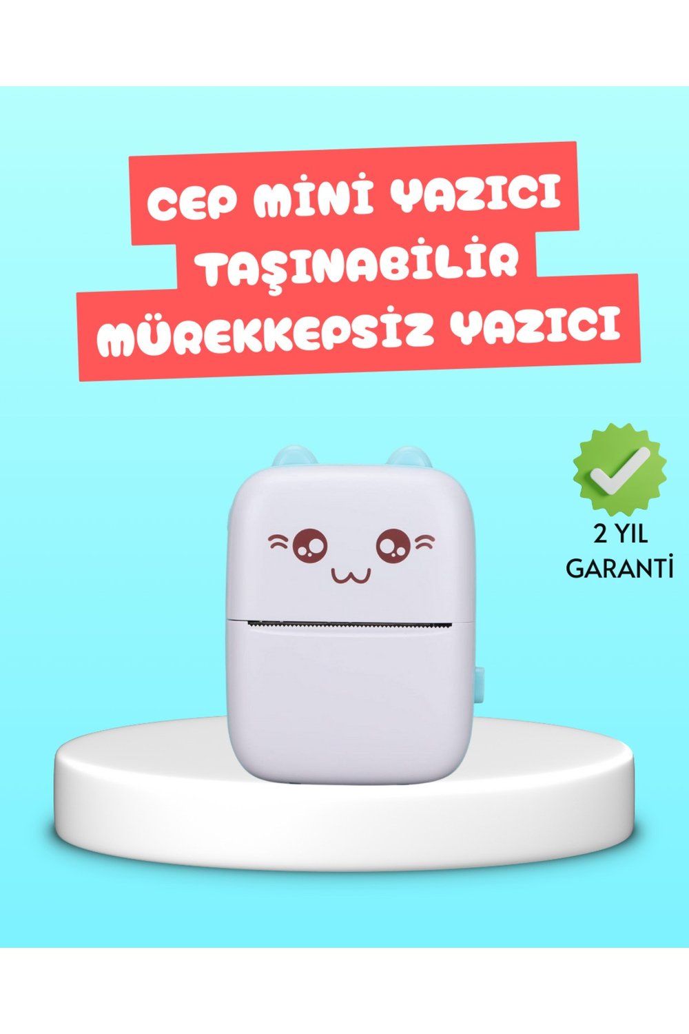 Mini Termal Yazıcı Kablosuz Taşınabilir Bluetooth Bağlantılı 200 DPI