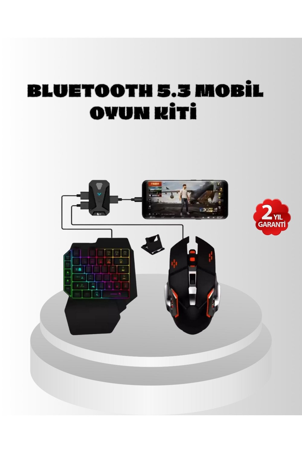 Mobil Gaming Oyun Seti 5in1 X8 Pro Çipset RGB Klavye Mouse Telefon Tutucu