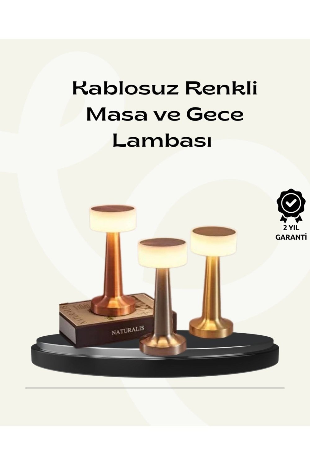 Modern USB'li Kablosuz Masa Lambası – Minimalist Tasarım, 3 Farklı Parlaklık