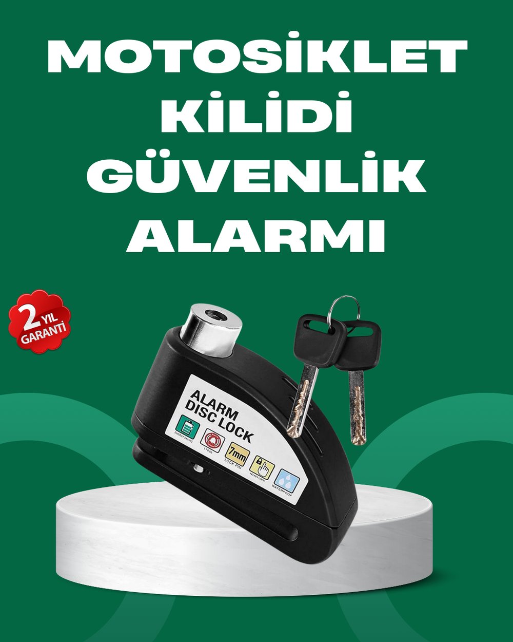 Motosiklet Scooter Bisiklet Tekerlek Disk Kilidi Alarmlı Güvenlik