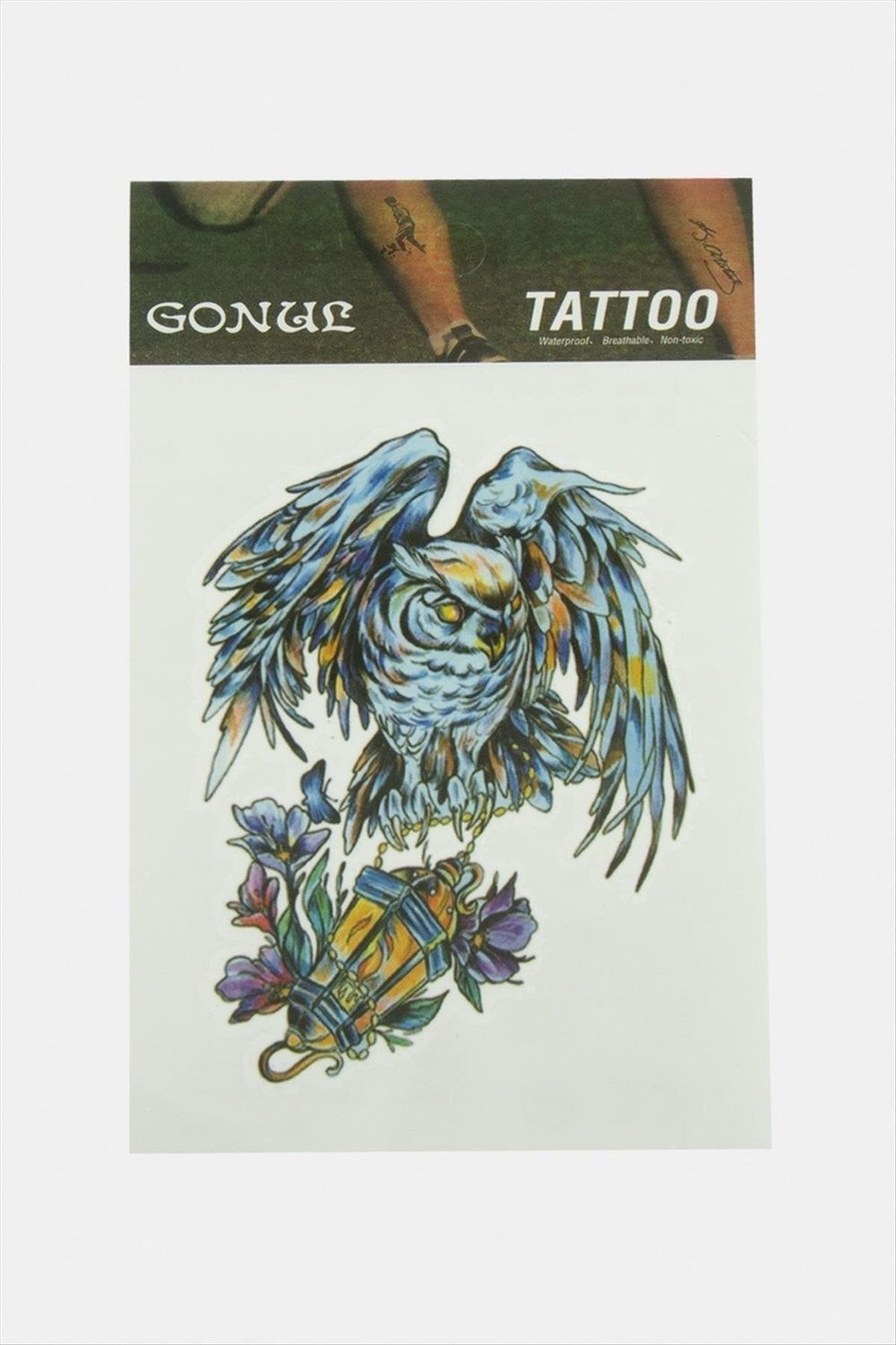 MTXDPN Baykuş Tattoo (161918) Dövme Sticker-Mavi