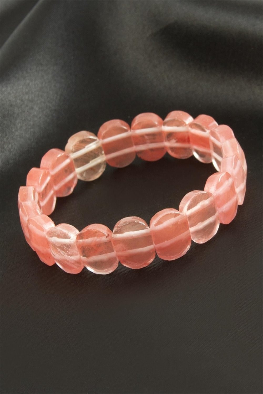 MTXDPN Oval Kesim Pembe Kuvars (155336) Doğaltaşlı Bileklik-Pembe