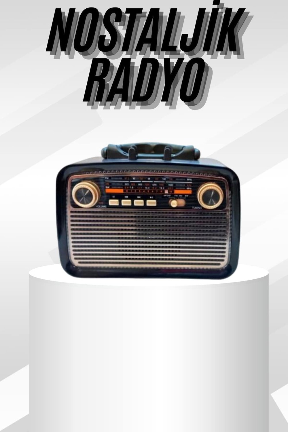 Müzik Kutusu Bluetooth Bağlantılı El Fenerli Nostaljik Tasarım Radyo