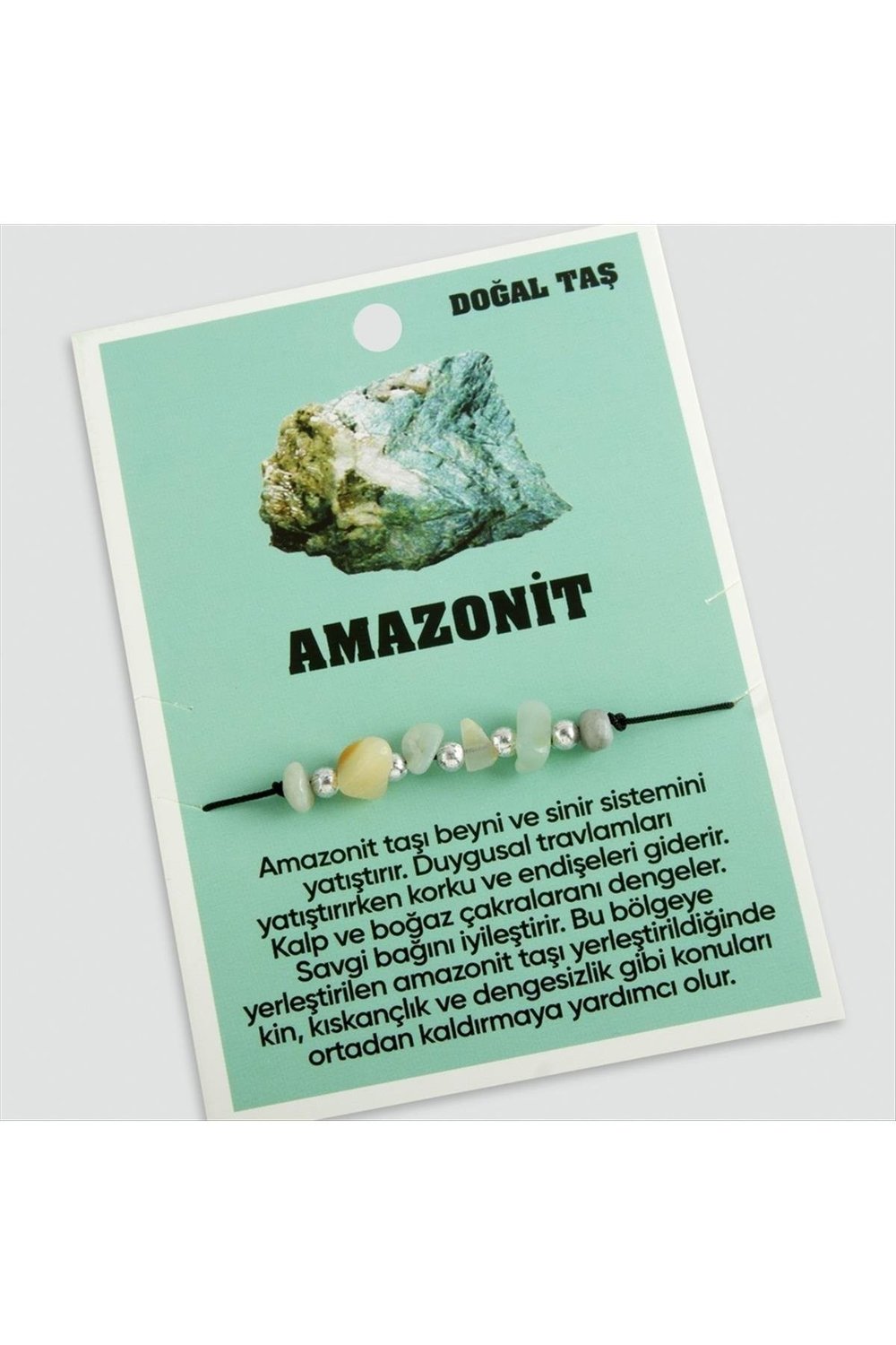 NRZSNT Amazonit Doğaltaşlı (03015) İp Bileklik-Yeşil
