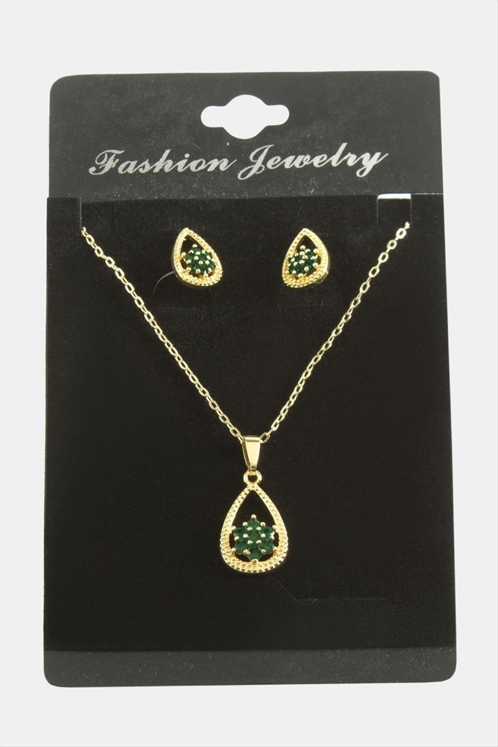 Oval Kartanesi Zirkon Taşlı Set Kolye