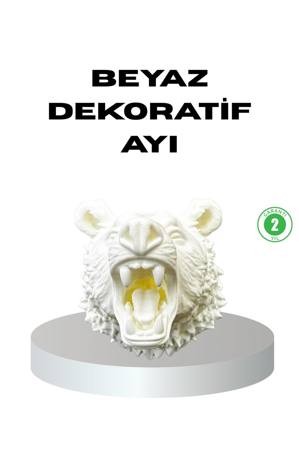 Özel Tasarım Beyaz Ayı Duvar Aksesuarı 3D Dekoratif Heykel 25x19 cm