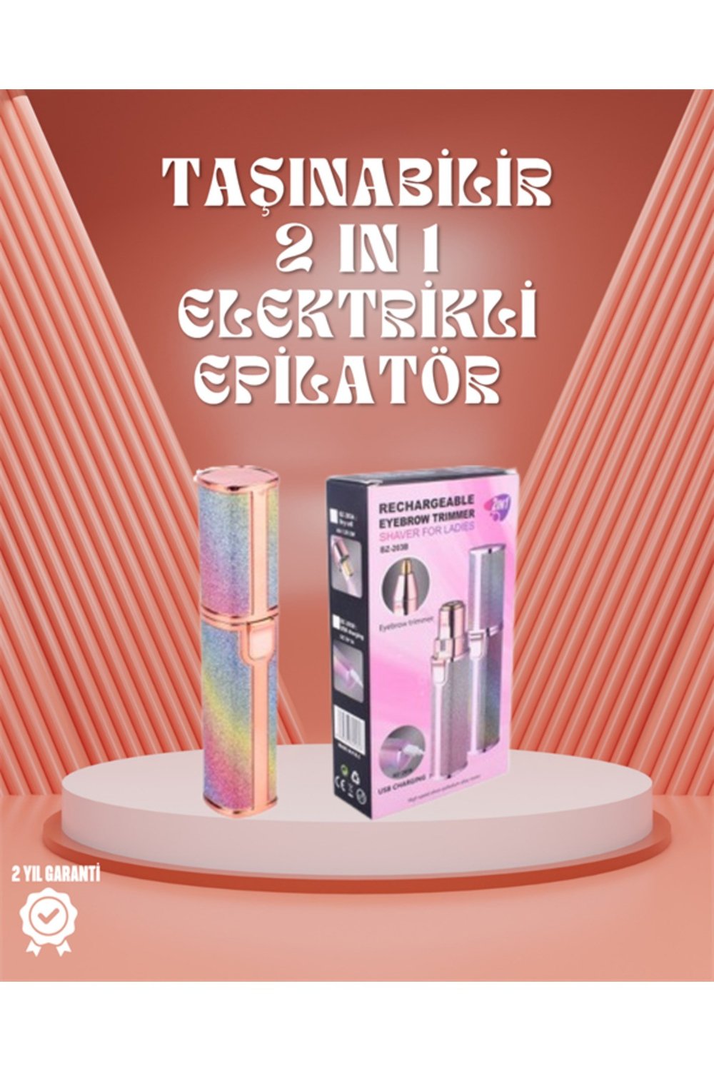Paslanmaz Çelik Bıçaklı USB Epilatör – Kaş, Üst Dudak ve Çene Tüy Temizleyici
