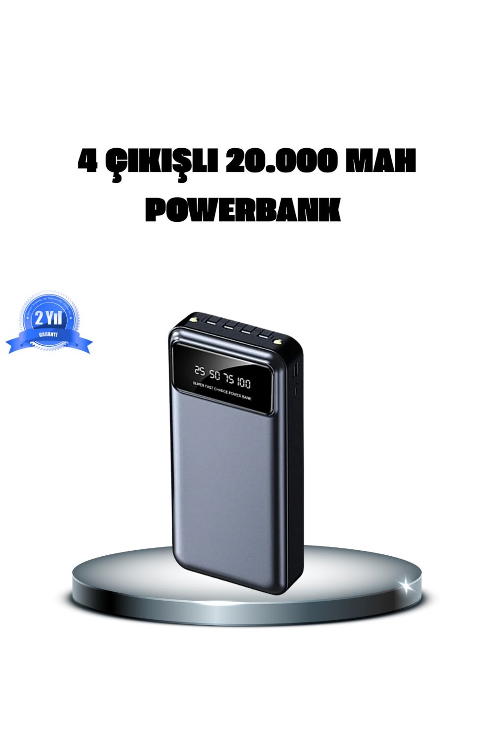 Powerbank 20000 Mah 4 Çıkışlı Hızlı Şarjlı Ve Led Göstergeli
