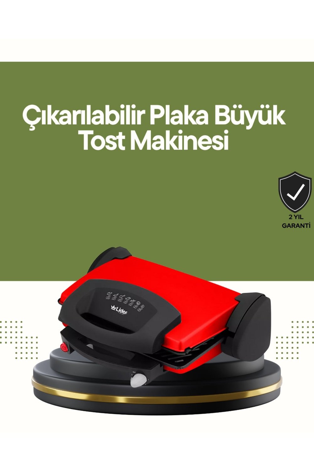 Profesyonel 2000W Tost Makinesi – Ayarlanabilir Termostat ve Çıkarılabilir Plaka