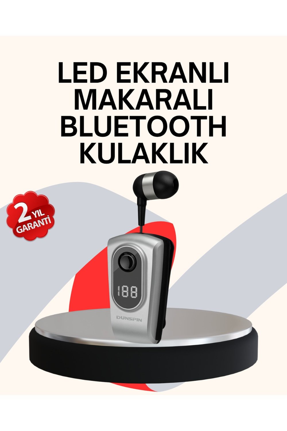 Profesyonel Bluetooth Kulaklık – Klipsli, Titreşimli, Dijital Göstergeli