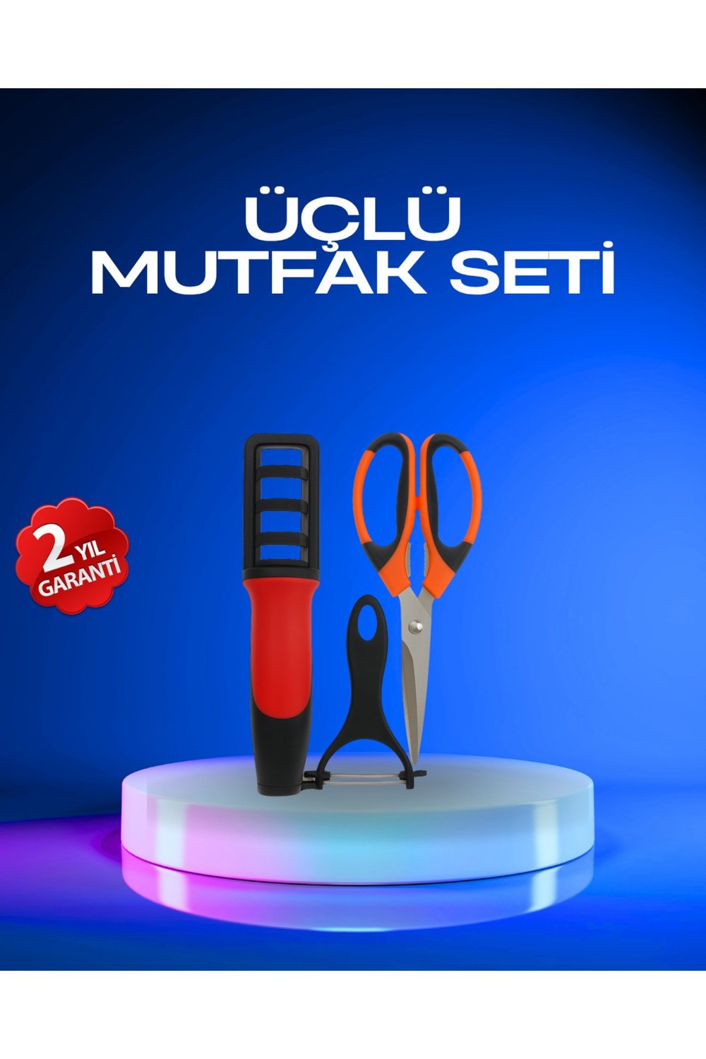 Profesyonel Mutfak Makas Seti – Kesim Makası + Soyacak + Bileyici