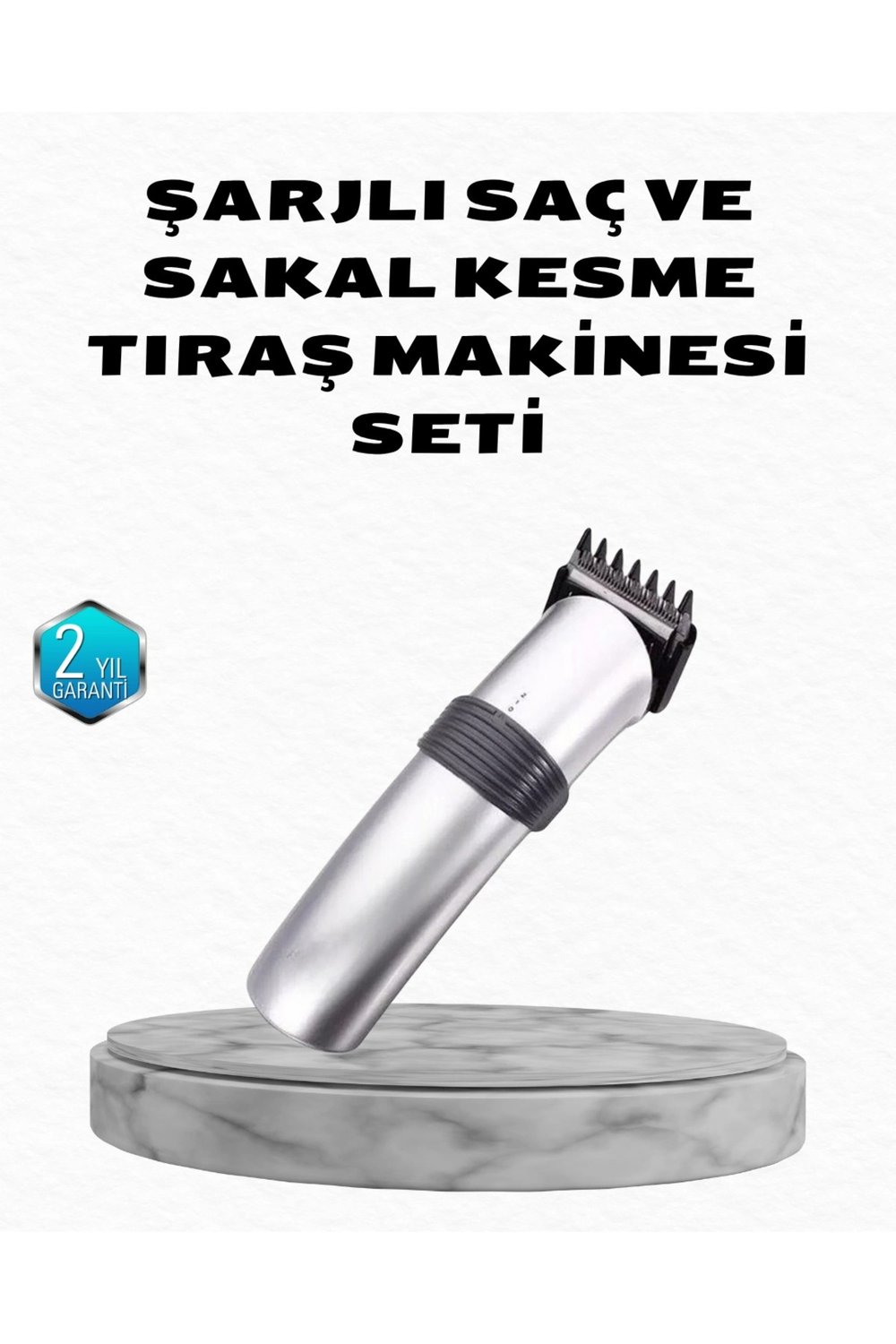 Profesyonel Şarjlı Saç ve Sakal Kesme Makinesi – Paslanmaz Çelik Bıçaklı, Ergonomik ve Sessiz Motorl
