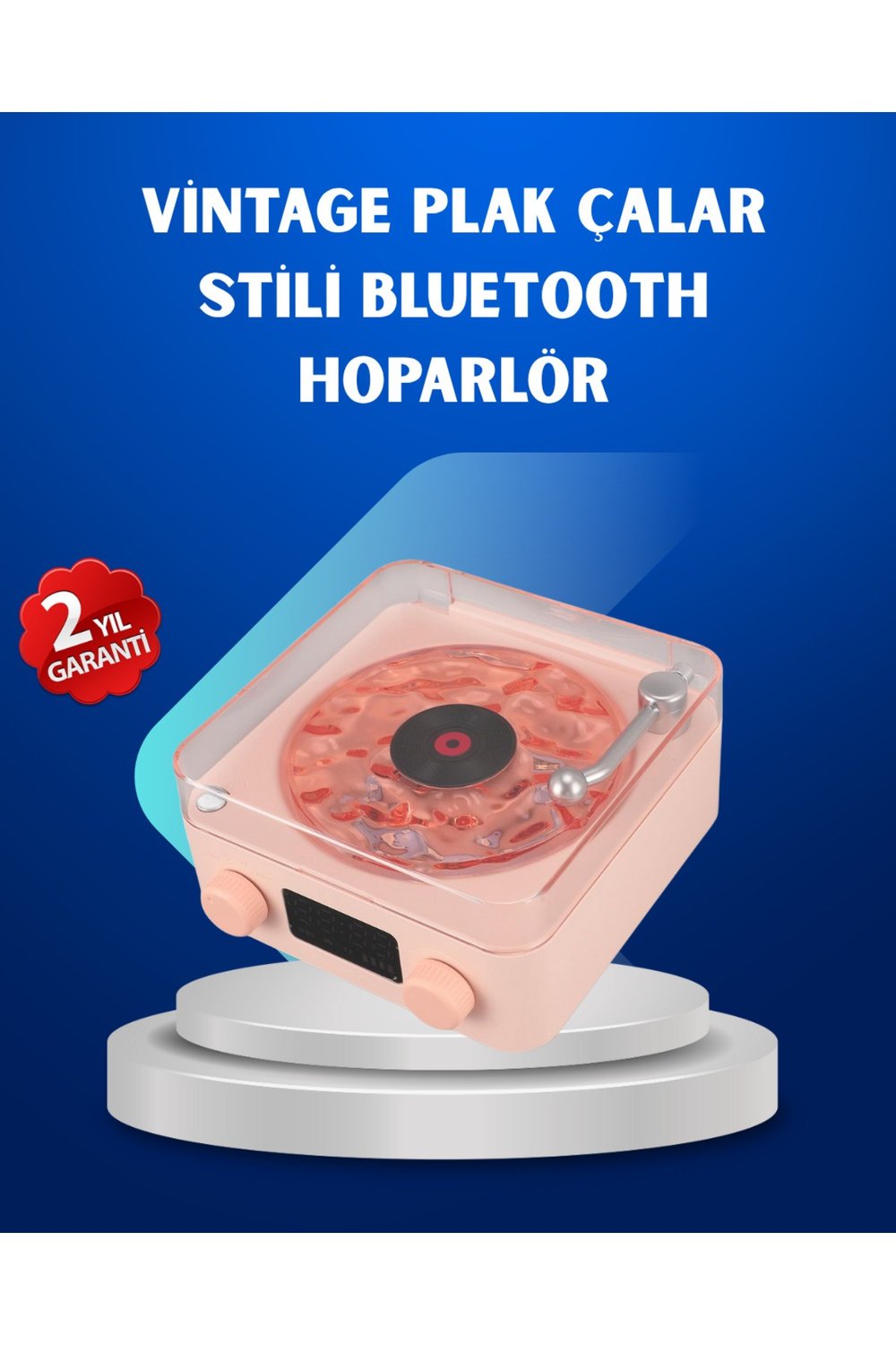 Retro Saatli Bluetooth Hoparlör – Gece Lambalı Kristal Ses Kalitesi
