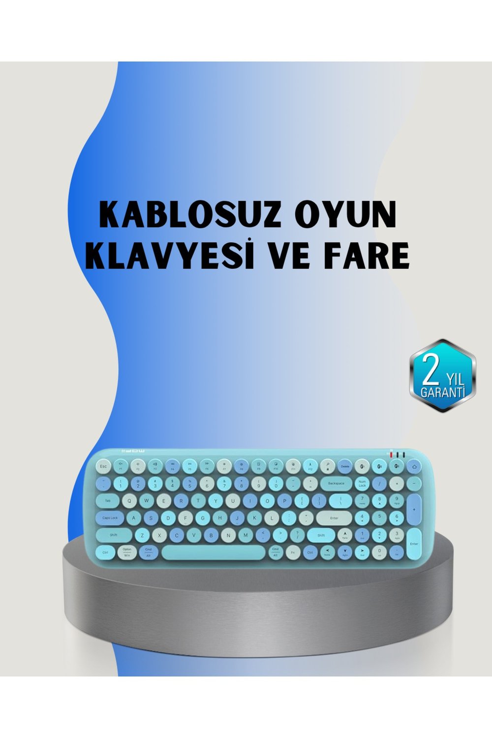 Retro Tarz Kablosuz Klavye Mouse Seti – 104 Tuşlu, Ergonomik Tasarım