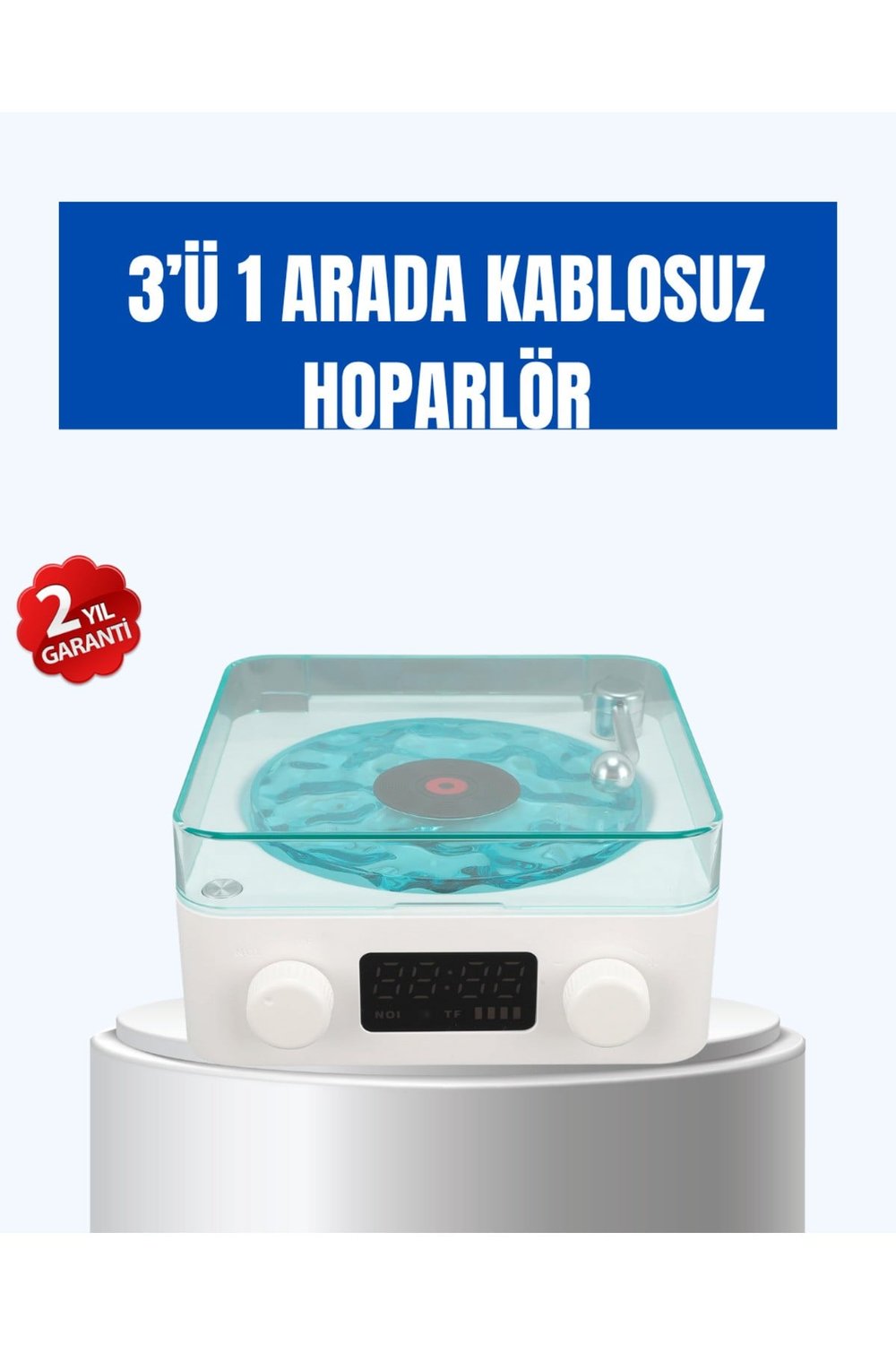 Retro Tasarımlı Gece Lambalı Bluetooth Hoparlör – Saat ve Pil Göstergeli