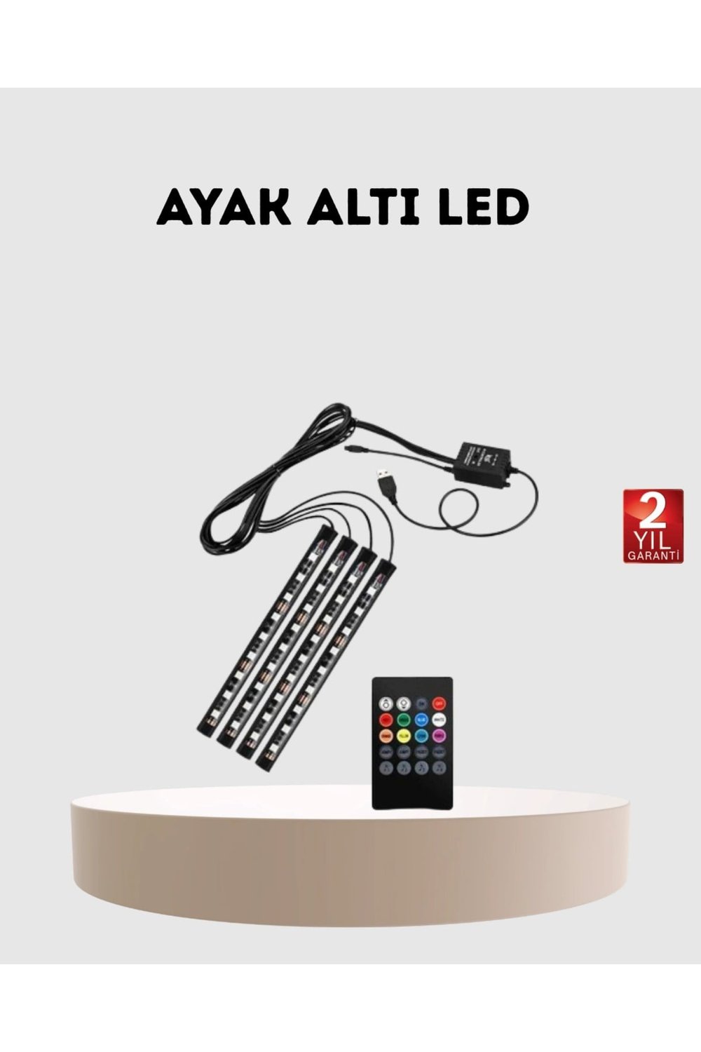 RGB Araç İçi LED Aydınlatma 12V 48 LED Müzik Kontrollü 4 Şerit Set