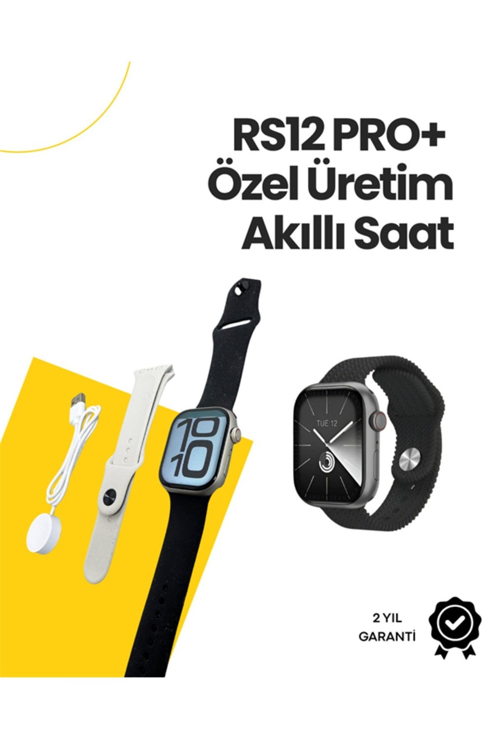 RS12 PRO+ 2025 Serisi Özel Üretim Full Ekranlı Akıllı Saat – Nabız ve Uyku Takibi, Bluetooth