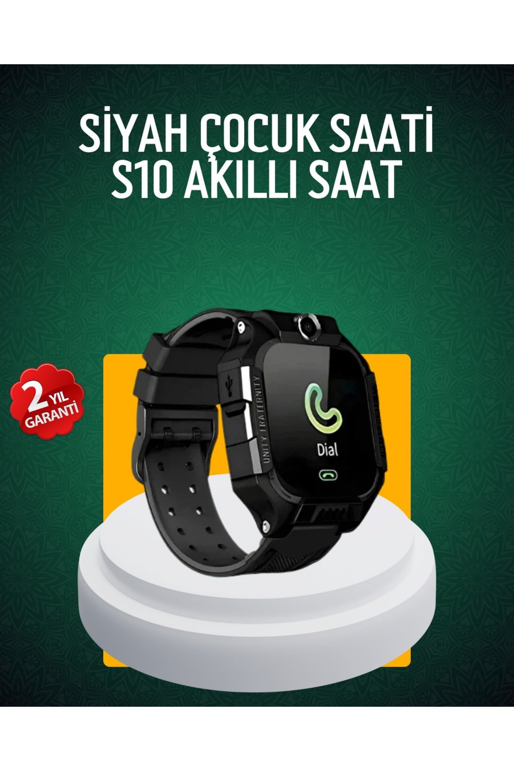 S10 Siyah Çocuk Takip Saati Güvenli Alan Uyarısı ve Sesli Mesaj