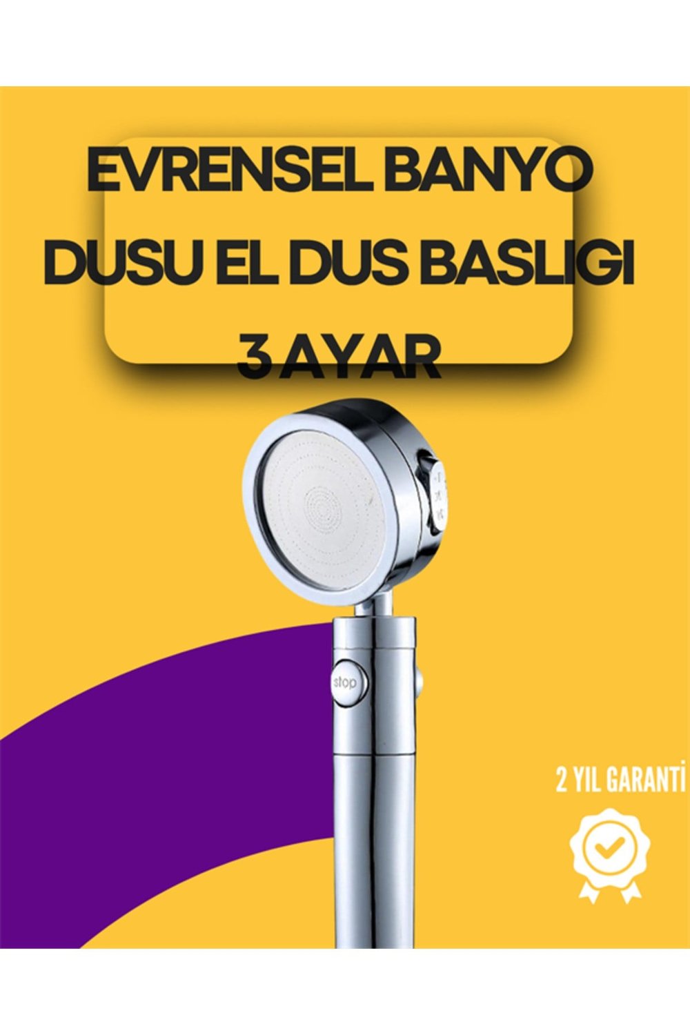 Sağlam Metal Hortum Bağlantılı, 360° Hareketli Duş Başlığı