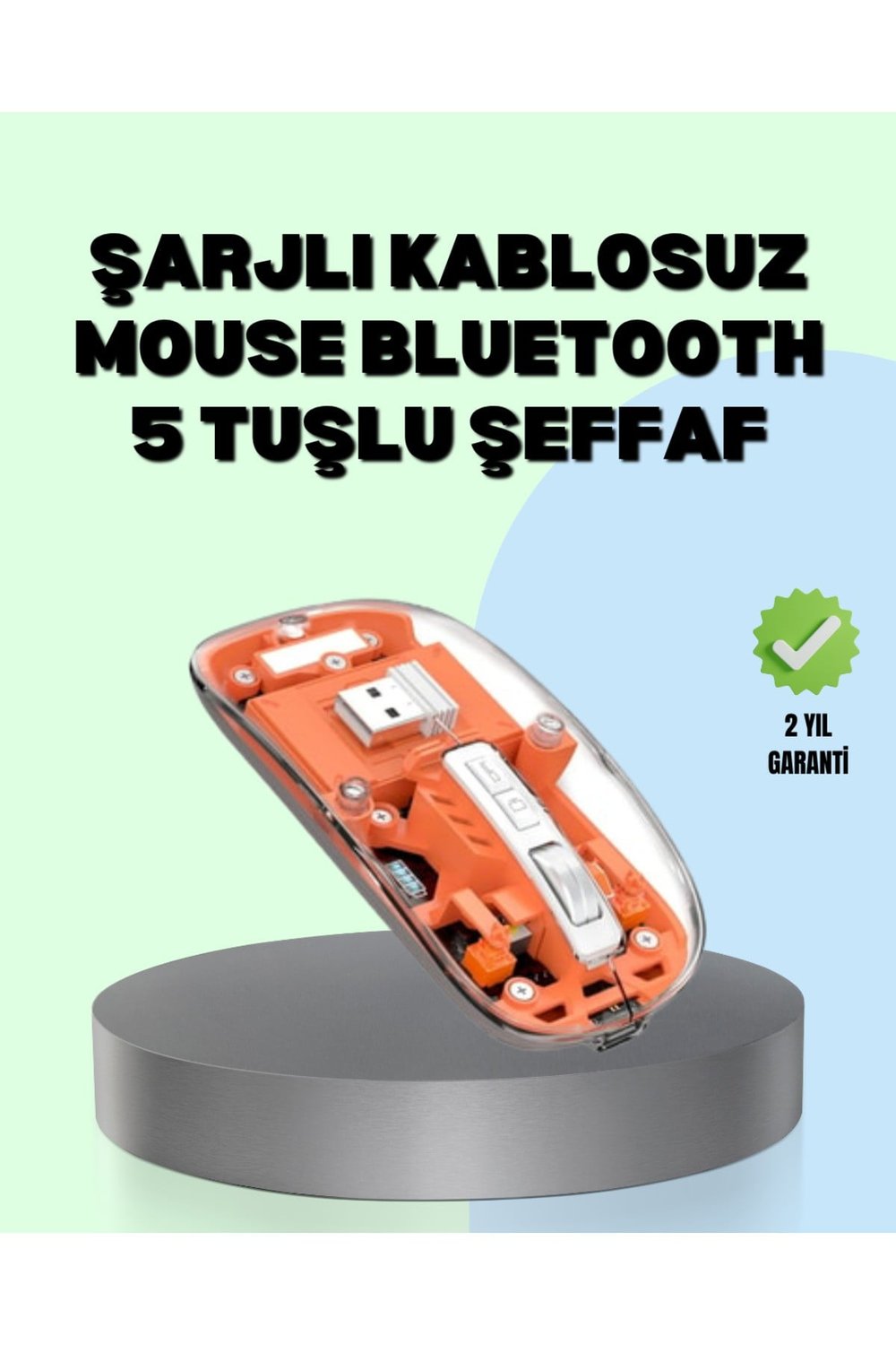 Şarjlı Ergonomik Fare – 1600 DPI, Sessiz Tıklama Özellikli