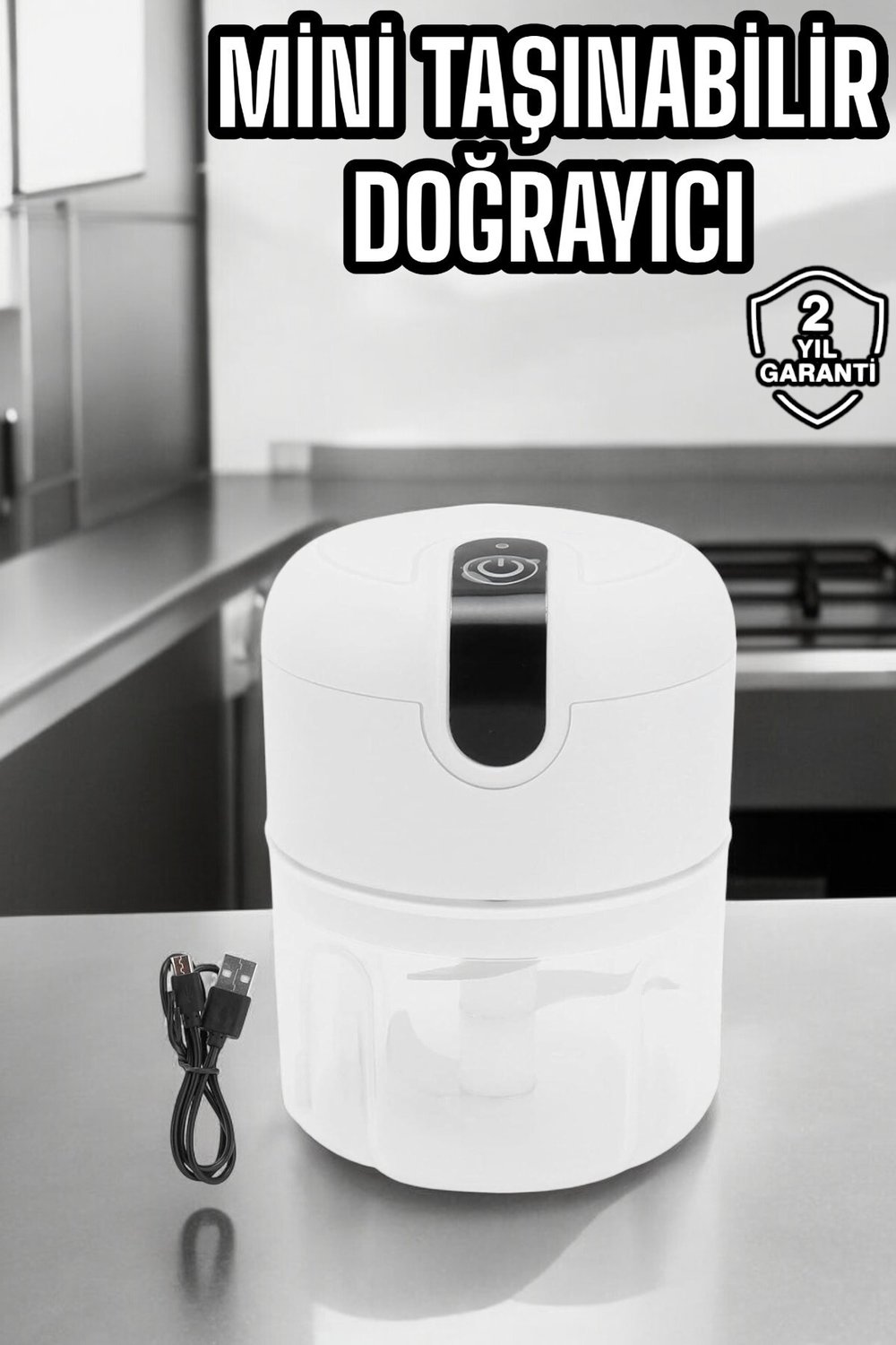 Şarjlı Mini El Rondosu Doğrayıcı Taşınabilir 250 ml Çelik Bıçaklı