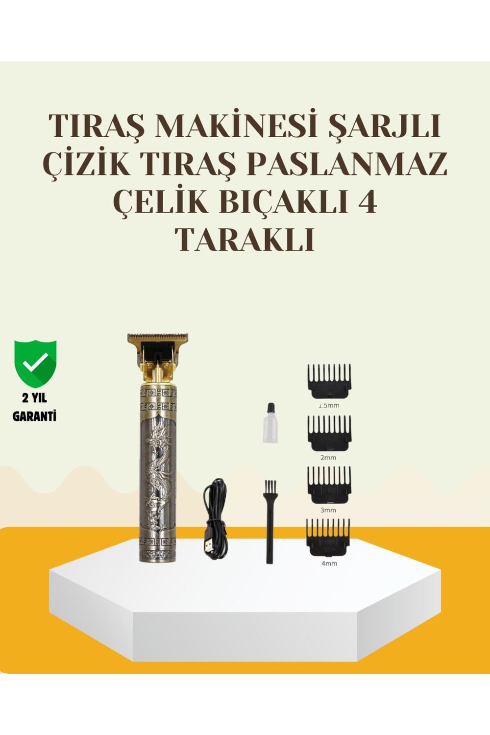 Şarjlı Titanyum Bıçaklı Saç ve Sakal Kesme Makinesi