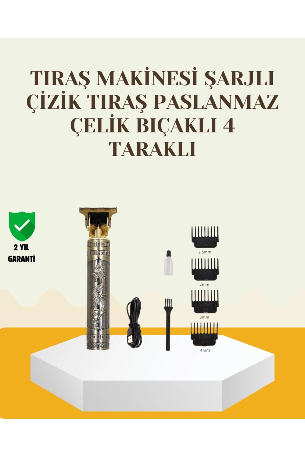 Şarjlı Titanyum Bıçaklı Saç ve Sakal Kesme Makinesi