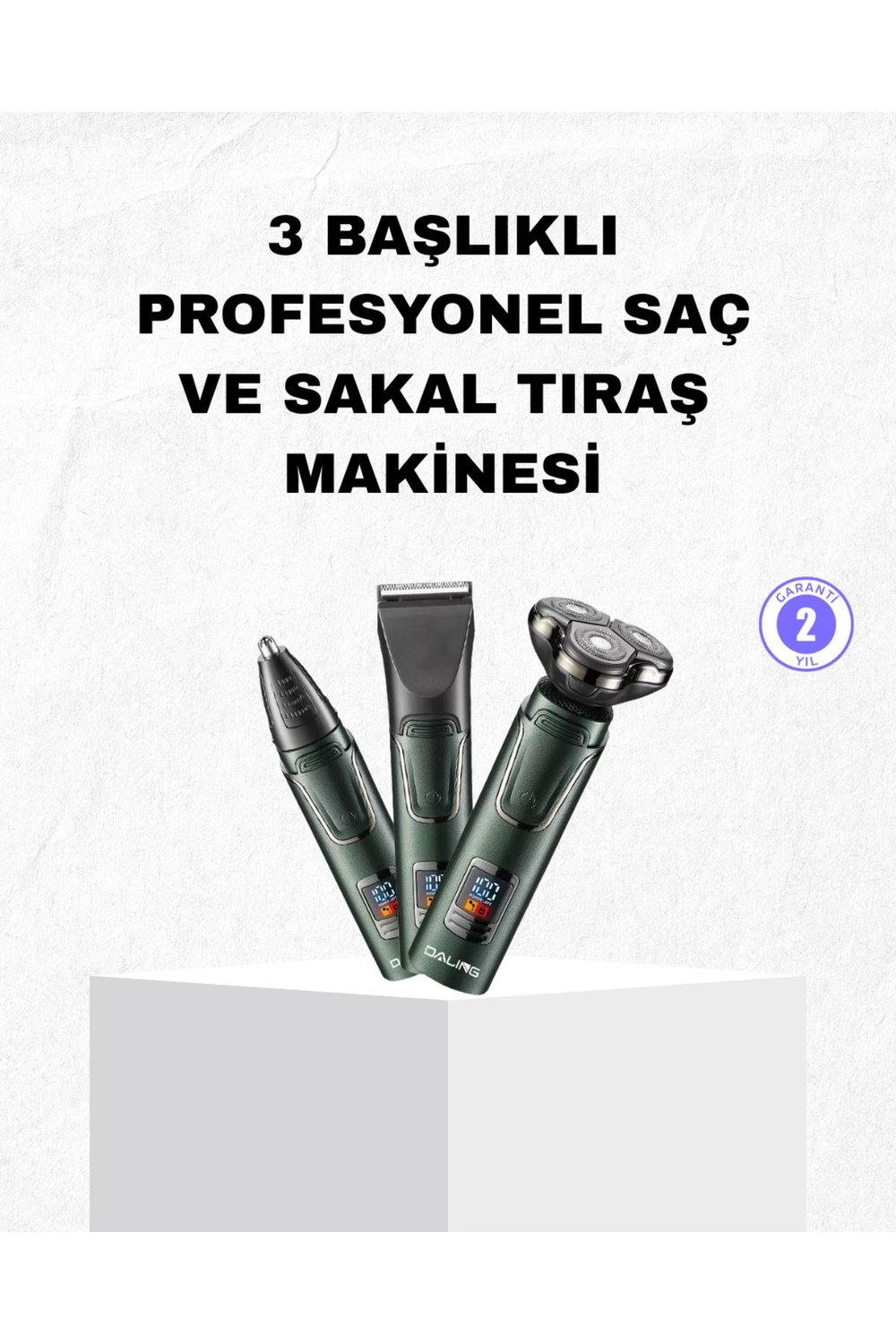 Şarjlı ve Kablosuz 3 Başlıklı Profesyonel Bakım Seti – Saç, Sakal, Burun ve Kulak Düzeltic