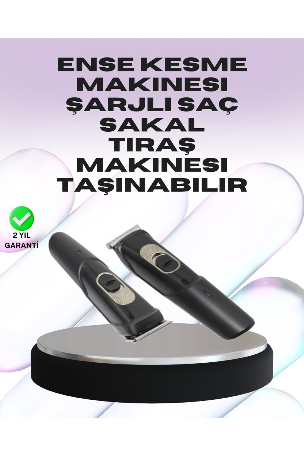 Sessiz Motorlu, Kablosuz Kullanımlı Şarjlı Saç ve Sakal Kesme Makinesi – Taraklı Set