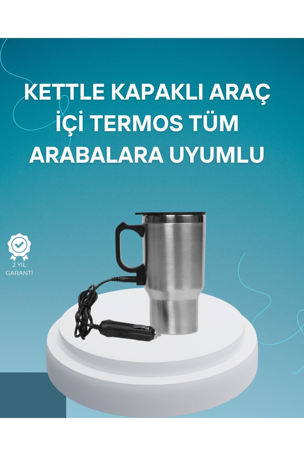 Seyahat Tipi Araç Çakmaklı Isıtıcı Çelik Termos Bardak