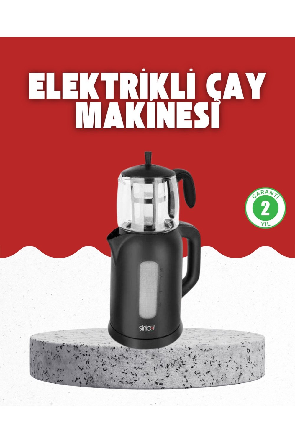 Sıcak Tutma Özellikli 2’si 1 Arada Çay Makinesi ve Su Isıtıcı